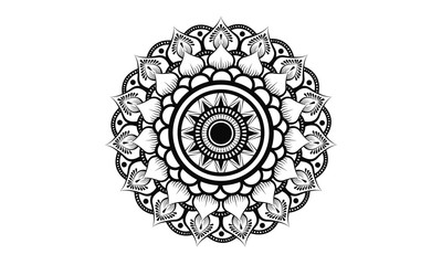 Luxury black and white mandala