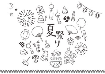 夏祭りの手書きイラスト