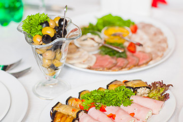 cold cuts on the festive table