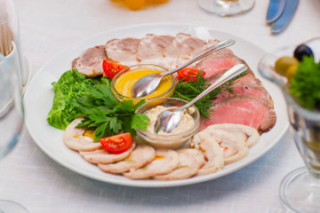cold cuts on the festive table