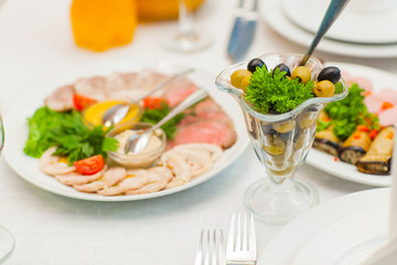 cold cuts on the festive table