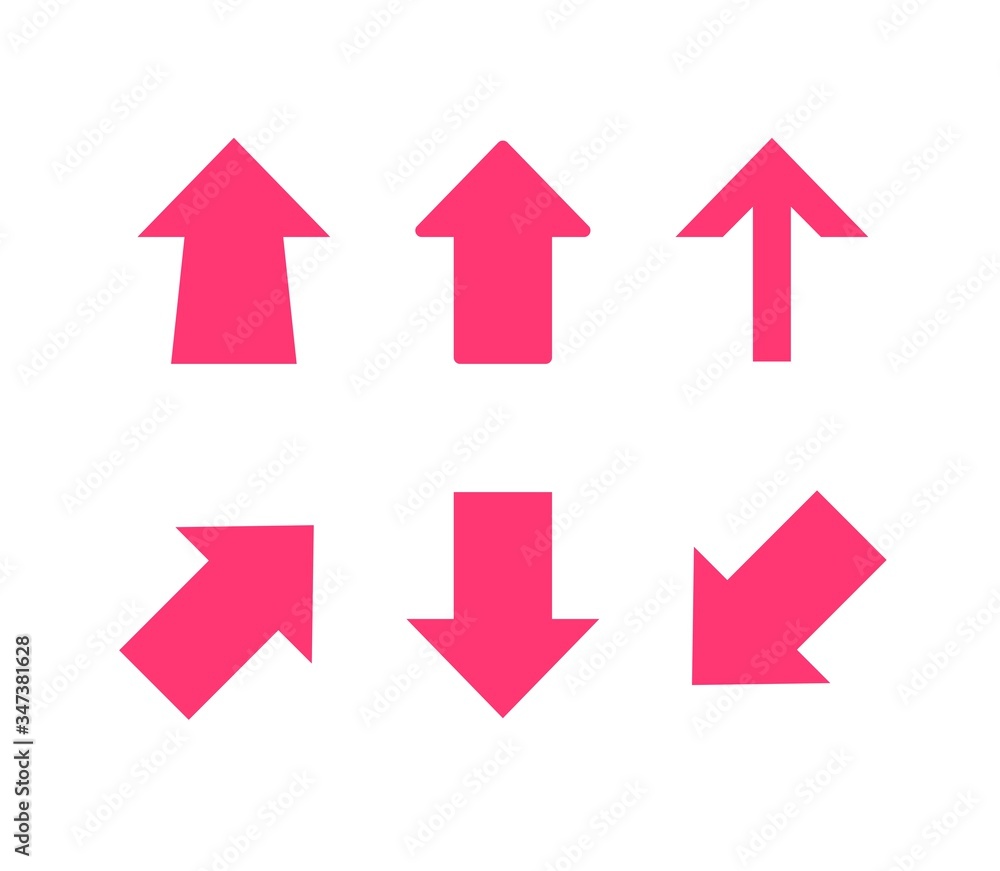 Poster arrow icon vector flat collection isolated on white background, pointers down up arrows set