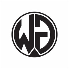 WG Logo monogram circle with piece ribbon style on white background