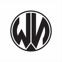 WN Logo monogram circle with piece ribbon style on white background