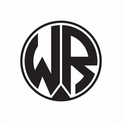 WR Logo monogram circle with piece ribbon style on white background