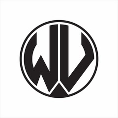 WV Logo monogram circle with piece ribbon style on white background