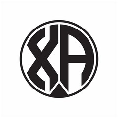 XA Logo monogram circle with piece ribbon style on white background