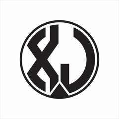 XJ Logo monogram circle with piece ribbon style on white background