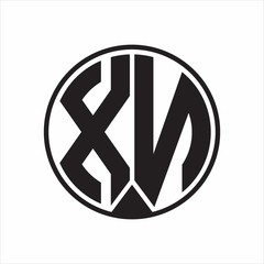 XN Logo monogram circle with piece ribbon style on white background