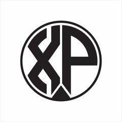 XP Logo monogram circle with piece ribbon style on white background