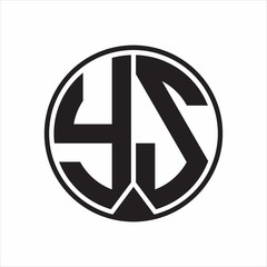 YS Logo monogram circle with piece ribbon style on white background