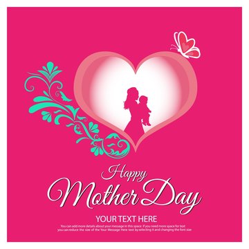  Happy Mothers Day Vector Banner ad design Template with beautiful heart touching pics of mom and baby.
