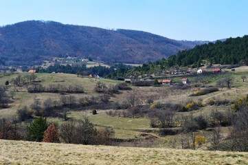 Fototapeta na wymiar spring landscape of a mountain village