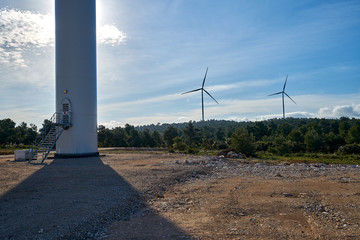 ecological windmills to generate electricity in a natural environment