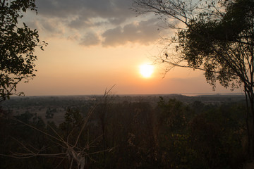 Sunset over West Baray. Angkor-wat. Cambodia.