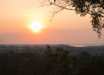Sunset over West Baray. Angkor-wat. Cambodia.