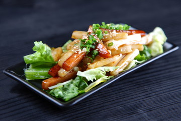 長芋とスパムの炒め物