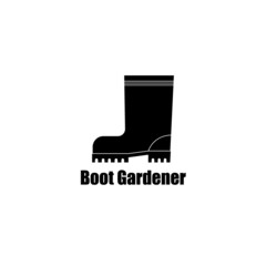 black boot gardener on white background, icon, logo, vector, illustration