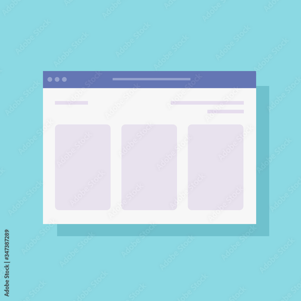 Poster web internet browser window icon vector flat cartoon, illustrated website symbol isolated on color b