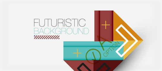 Abstract background, geometric business multicolored paper infographic - triangle frames for text, icons or graphics on light background with copyspace. Vector Illustration For Wallpaper, Banner