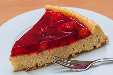 Portion of strawberry tart on a plate