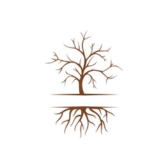 Tree with roots logo Isolated on white background