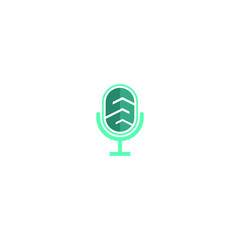green file and old michrophone or poscast logo design vector icon illustration premium 
