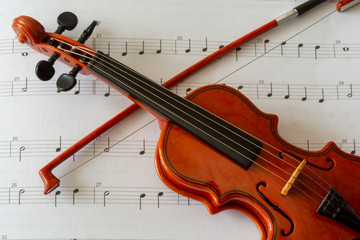 Fototapeta na wymiar violin on note paper