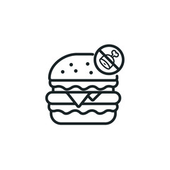 Minimal Vegan Burger Icon - No Meat Burger Symbol - Vector 