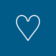 Playing Card Heart Line Icon On Blue Background. Blue Flat Style Vector Illustration