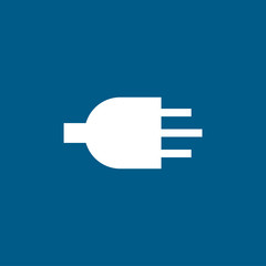 Plug Icon On Blue Background. Blue Flat Style Vector Illustration
