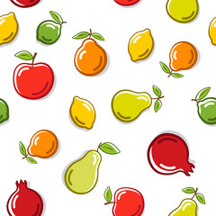 Fruits seamless vector pattern. Isolated fruit illustration, great for wallpaper, textile and texture design. Kids design, fabric, wrapping, apparel.