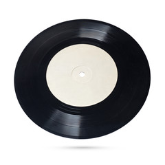7-inch vinyl record isolated on white.