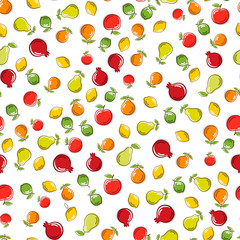 Fruits seamless vector pattern. Isolated fruit illustration, great for wallpaper, textile and texture design. Kids design, fabric, wrapping, apparel.