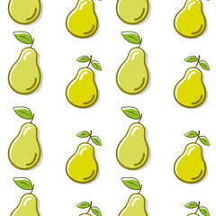 Pear seamless vector pattern. Isolated fruit illustration, great for wallpaper, textile and texture design. Kids design, fabric, wrapping, apparel.