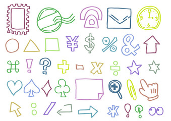 手描きのマークセット（パステル）