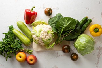Variety of fresh vegetables top view