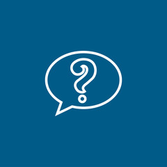 Question Line Icon On Blue Background. Blue Flat Style Vector Illustration