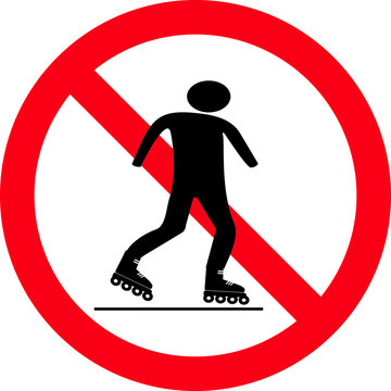 Roller skate ban sign, symbol, Vector illustration