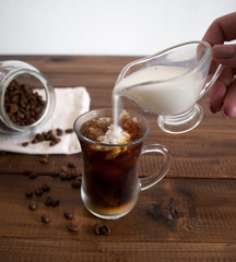 iced coffee with cream on the table