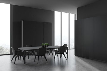 Dark gray dining room corner