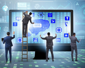 Concept of quantum computing with businessman