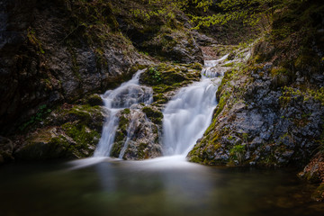Fototapeta premium Beautiful Davca waterfalls in Slovenia in spring