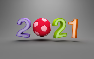 New Year 2021 Creative Design Concept with Football - 3D Rendered Image