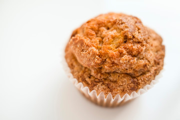 Muffin cake on white background