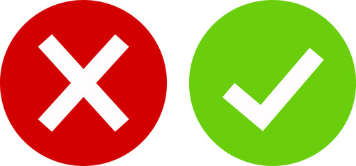  Green tick, red cross. Art design with text do and don't. Right or wrong. True or false. - obrazy, fototapety, plakaty