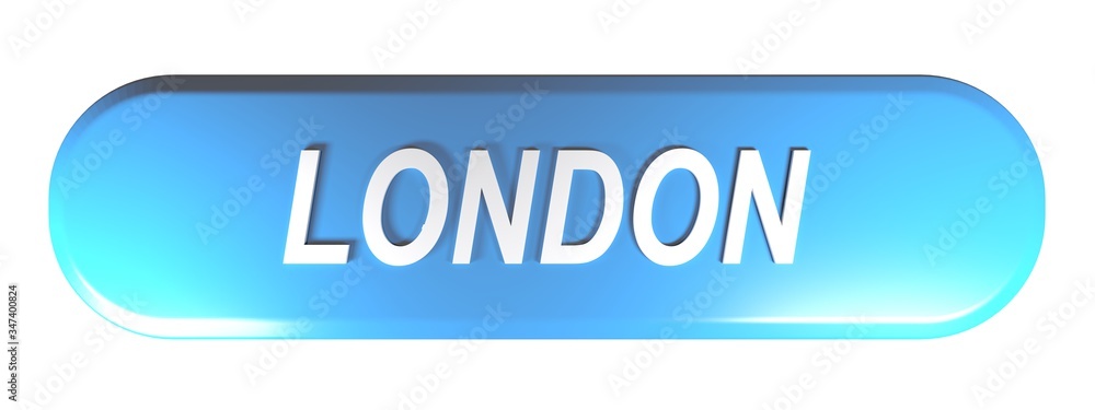 Poster london blue rounded rectangle push button - 3d rendering illustration