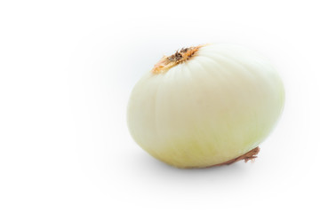 Fresh raw bulb onions isolated on white background