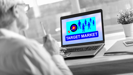 Target market concept on a laptop screen