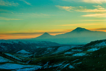 sunset over mountains